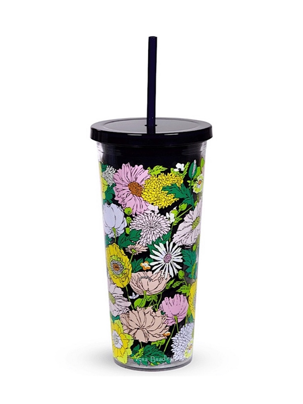 Vera Bradley Double Wall Travel Tumbler and Flexi Straw in Bloom Bloom  24 fl oz